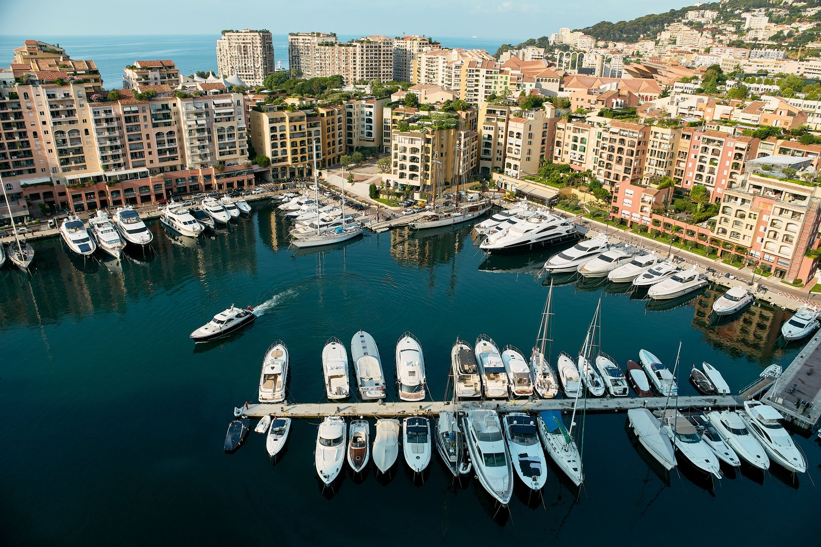 Monaco-View of the Port de Fontvieille and the high rise buildings